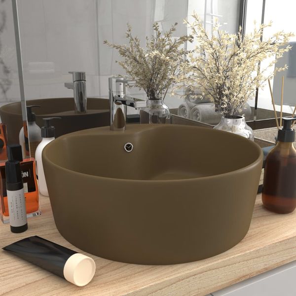 vidaXL Luxusné umývadlo, prepad, matné krémové 36x13 cm, keramika