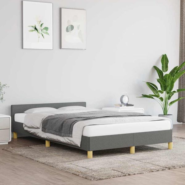 vidaXL Posteľ bez matraca tmavosivá 120x200 cm látka