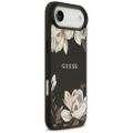 Puzdro Guess Grained Flowers Classic Logo MagSafe pre iPhone Air čierne