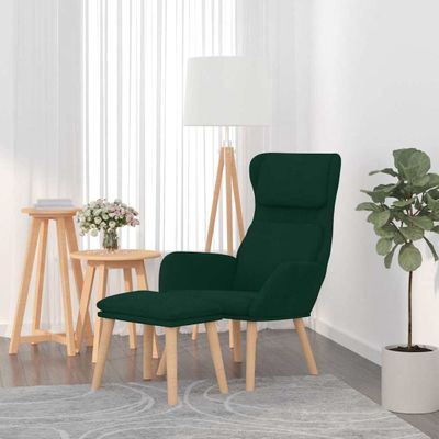 vidaXL Relaxačné kreslo s podnožkou tmavozelené zamat