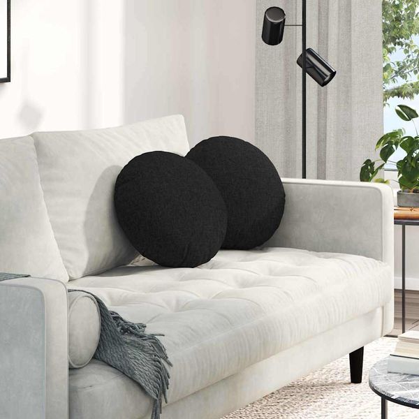 vidaXL Vankúše na sedenie 2 pcs Čierna Ø40 x 13 cm látka
