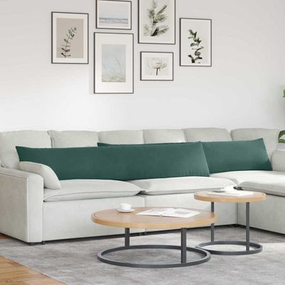 vidaXL Vankúše na pohovku 2 pcs Tmavozelená 200 x 40 cm
