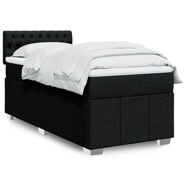 vidaXL Posteľný rám boxspring s matracom čierny 80x200 cm látka