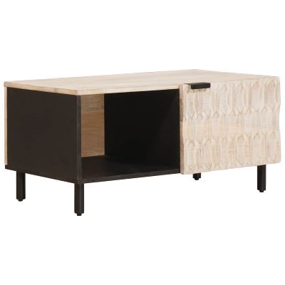 vidaXL Konferenčný stolík Biela 80 x 50 x 40 cm Masívne mango drevo