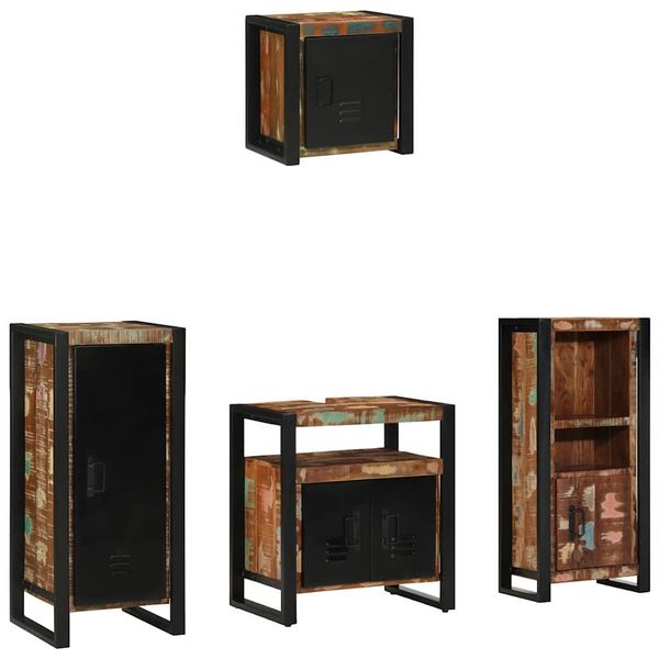 vidaXL Sada kúpeľňového nábytku Nástenný 4 pcs Masívne obnovené drevo