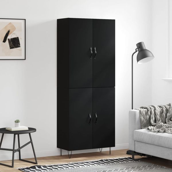 vidaXL Vysoká skrinka čierna 69,5x34x180 cm spracované drevo