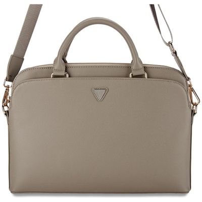 Guess Computer Bag Grained PU Zipper Pocket & Triangle Logo for 15" Laptop Brown