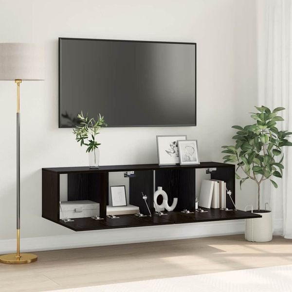 vidaXL Zostava TV skriniek Nástenný 2 pcs Čierna 60 x 30 x 30 cm