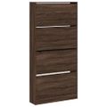 vidaXL Botník so 4 výklopnými zásuvkami hnedý dub 80x21x163,5 cm