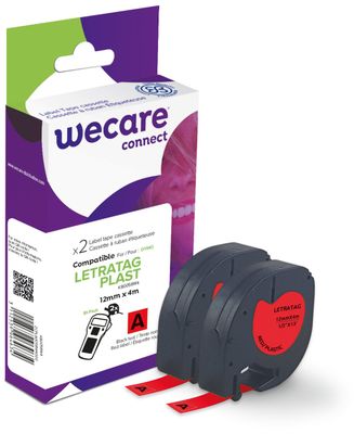 WECARE ARMOR páska 2ks kompatibilná s DYMO S0721630, Black/Red, 12MM*4M
