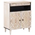 vidaXL Servírovacia skriňa Biela 60 x 33,5 x 75 cm Masívne mango drevo
