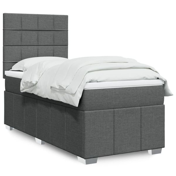 vidaXL Posteľný rám boxsping s matracom tmavosivý 80x200 cm látka