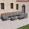 vidaXL 10-dielna záhradná sedacia súprava sivá borovicový masív