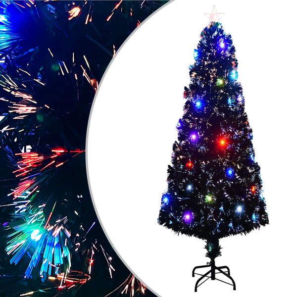 vidaXL Osvetlený vianočný stromček so stojanom a LED 240 cm, optické vlákno