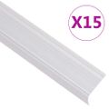 vidaXL Schodové lišty v tvare L 15 ks, hliník 90 cm, strieborné