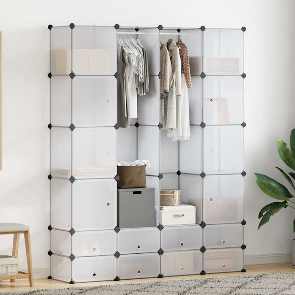 vidaXL Modulárna skrinka s 18 priečinkami, biela 37x146x180,5 cm