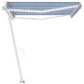 vidaXL Ručne zaťahovacia markíza s LED 400x350 cm modrá a biela