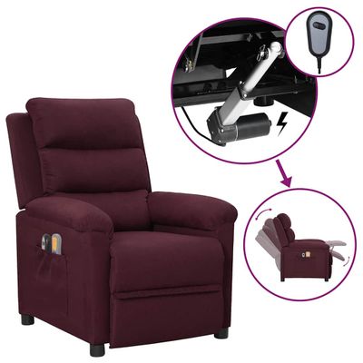 vidaXL Elektrické masážne kreslo fialové látka