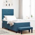 vidaXL Posteľ s pružinovým rámom Tmavo modrá 200 x 90 cm Zamat