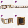 vidaXL Skladacia psia brána so stojanmi 6 ks Staré drevo 362 cm