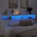 vidaXL Skrinka na čelo postele s LED biela 220x17x102 cm