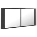vidaXL LED kúpeľňová zrkadlová skrinka lesklá sivá 100x12x45 cm akryl