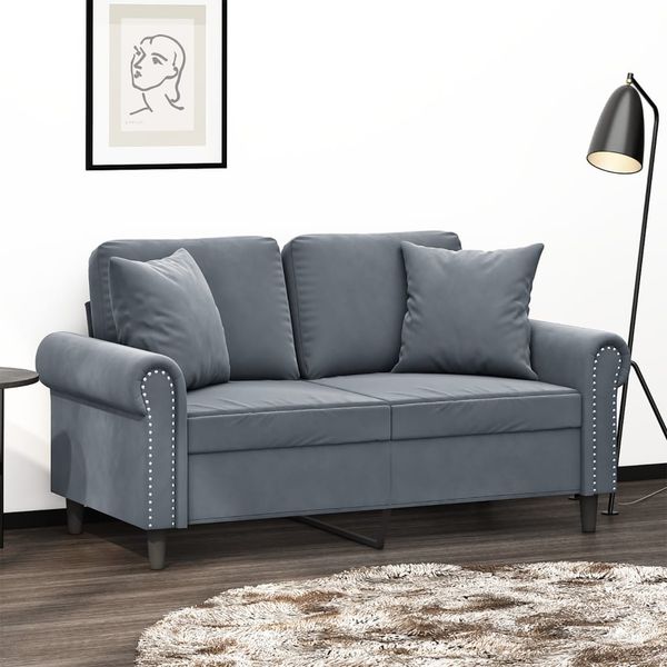 vidaXL 2-miestna pohovka s vankúšmi tmavosivá 120 cm zamat