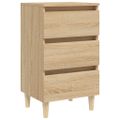 vidaXL Nočný stolík nohy z masívneho dreva dub sonoma 40x35x69 cm