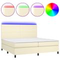 vidaXL Boxspring posteľ s matracom a LED krémová 200x200 cm umelá koža