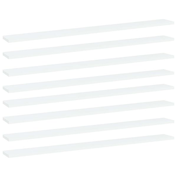 vidaXL Prídavné police 8 ks, biele 100x10x1,5 cm, drevotrieska