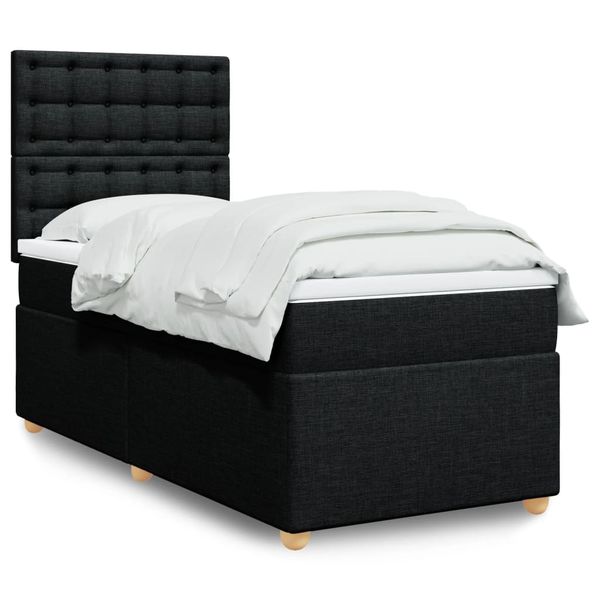 vidaXL Boxspring posteľ s matracom čierna 100x200 cm látka