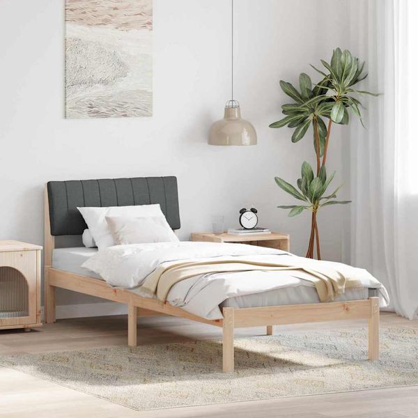 vidaXL Rám postele hnedá a tmavosivá 75 x 190 cm Borovicový masív