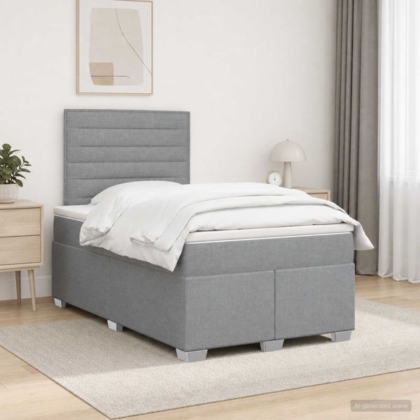 vidaXL Posteľ boxspring s matracom Svetlosivá 120 x 190 cm Látka
