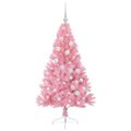 vidaXL Umelý predsvietený vianočný stromček Ružová 120 cm PVC