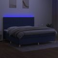 vidaXL Posteľ boxsping s matracom a LED modrá 200x200 cm látka