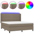 vidaXL Posteľ boxsping s matracom a LED sivohnedá 160x200 cm látka