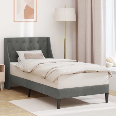 vidaXL Rám postele s čelnou doskou Tmavo šedá 100 x 200 cm Zamat