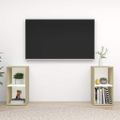 vidaXL TV skrinky 2 ks, biela+sonoma 72x35x36,5 cm, kompozitné drevo