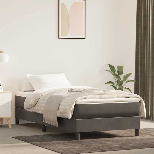vidaXL Matrac s taštičkovými pružinami stredná tvrdosť tmavosivý 100x220x20 cm zamat
