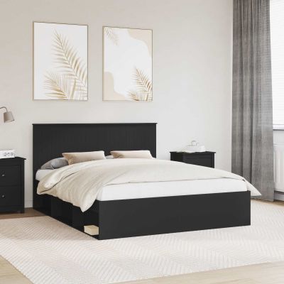 vidaXL Rám postele Čierna 160 x 200 cm Masívne borovicové drevo