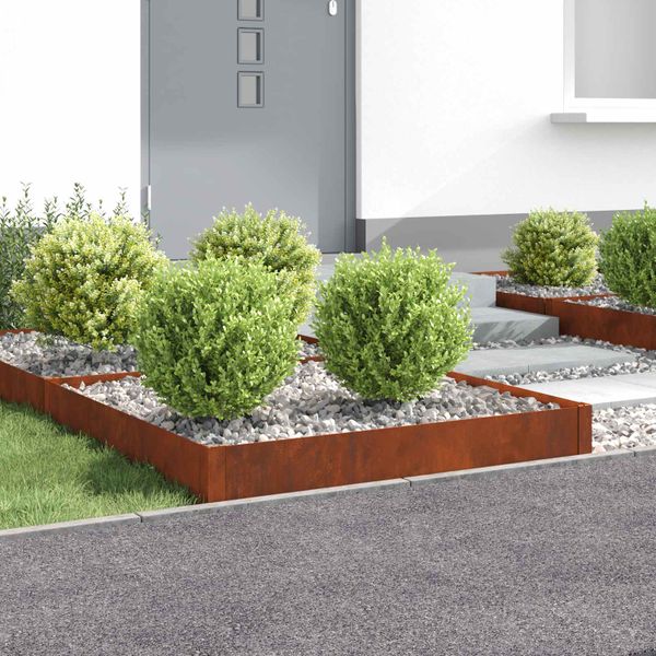 vidaXL Obrubník trávnika 4 ks 100 x 100 x 20 cm Oceľ Hrdzavý