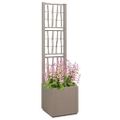 vidaXL Záhradný kvetináč s trellis Svetlohnedá 36 x 36 x 140 cm PP