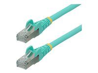 Aqua - Low Smoke Zero Halogen (LSZH) - 10GbE 500MHz 100W PoE++ Snagless RJ-45 w/Strain Reliefs S/FTP Network Patch Cord - Prepojovací kábel - RJ-45 (M) do RJ-45 (M) - 50 cm - S/FTP - CAT 6a - IEEE 802.3bt - neobsahuje halogén, lisovaný, prevedenie bez hrbolčekov, lícna - vodný - farba