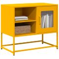 vidaXL TV skrinka horčicovožltá 68x39x60,5 cm oceľ