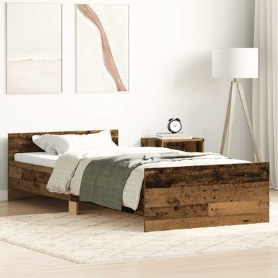 vidaXL Posteľný rám bez matraca staré drevo 90x190cm kompozitné drevo