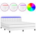vidaXL Boxspring posteľ s matracom a LED biela 160x200 cm umelá koža