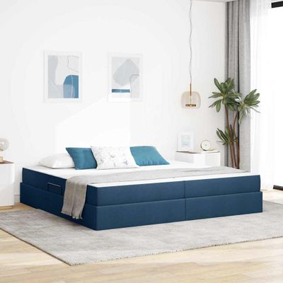 vidaXL Postel s úložným prostorem a matrací Modrá 200 x 200 cm
