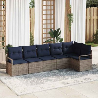 vidaXL Sada pohoviek 6 pcs Sivá polyratan