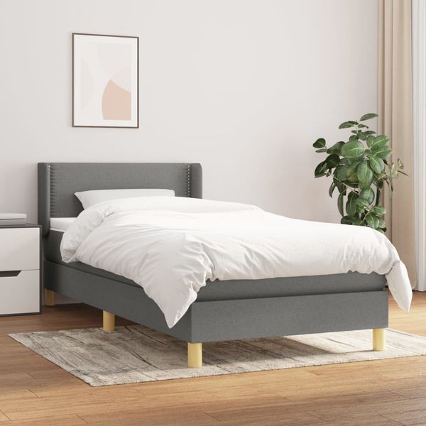 vidaXL Boxspring posteľ s matracom tmavosivá 90x190 cm látka