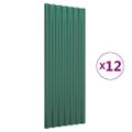 vidaXL Strešné panely 12 ks pozinkovaná oceľ zelená 100x36 cm